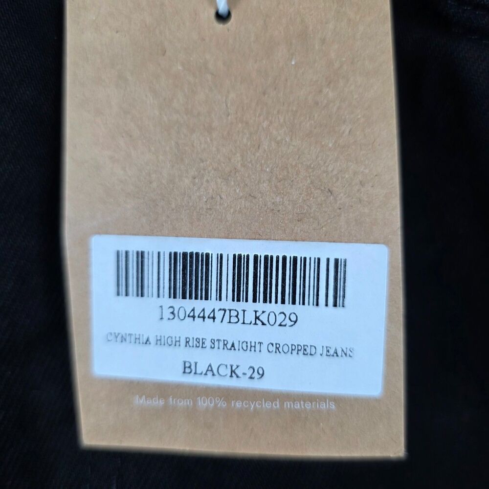 Reformation Cynthia Jeans Women's Black High-Rise Straight Cropped Denim SIze 29 - Picture 4 of 12